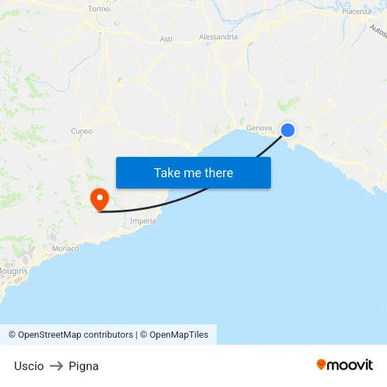 Uscio to Pigna map