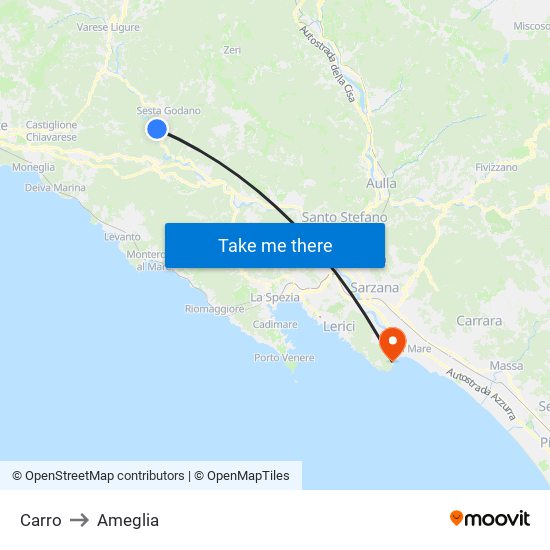 Carro to Ameglia map