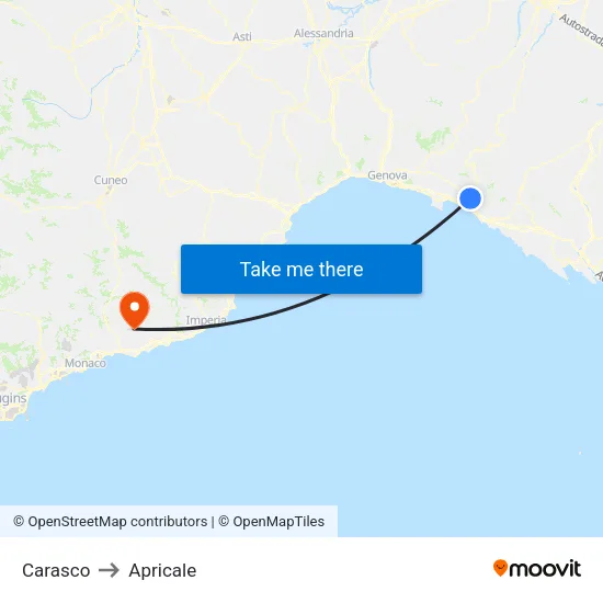 Carasco to Apricale map