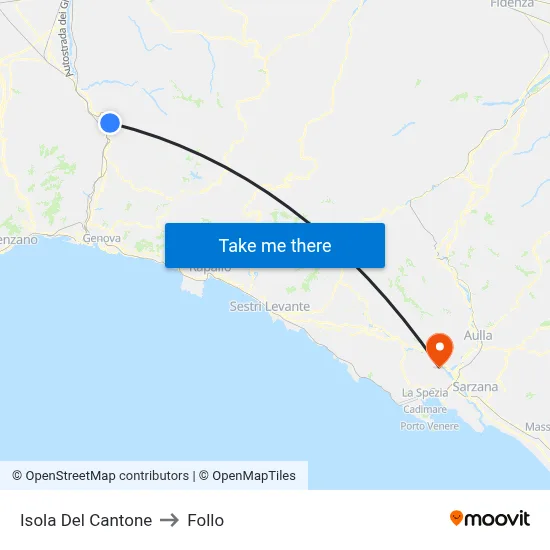 Isola Del Cantone to Follo map