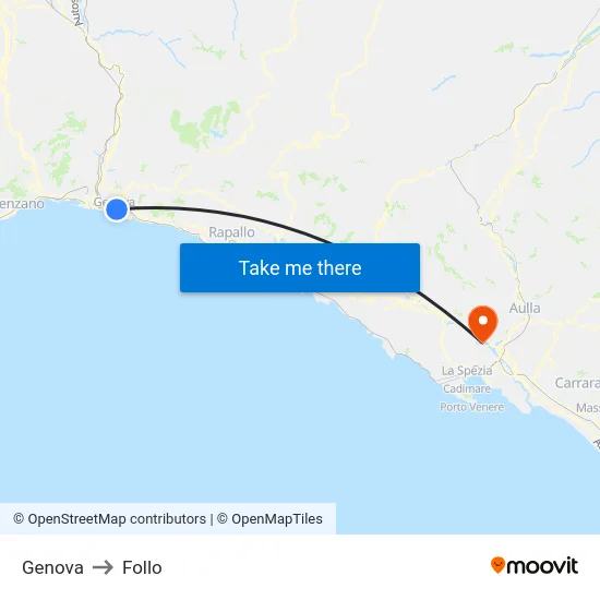 Genova to Follo map