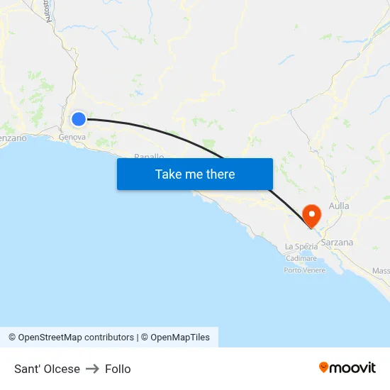 Sant' Olcese to Follo map