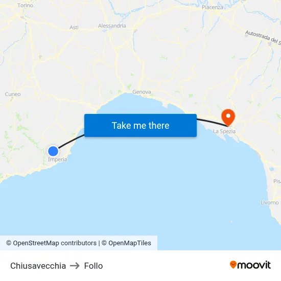 Chiusavecchia to Follo map