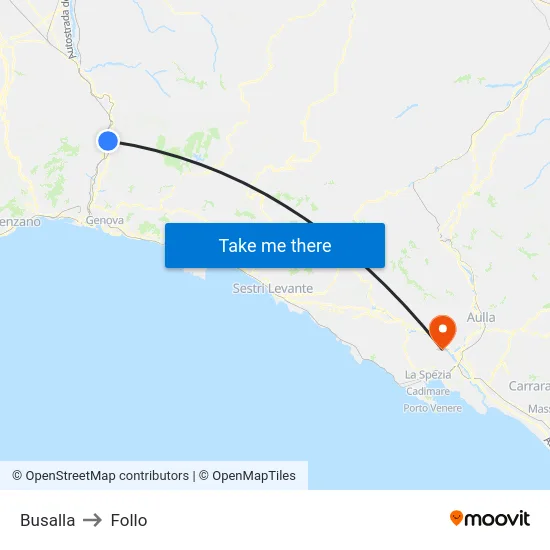 Busalla to Follo map