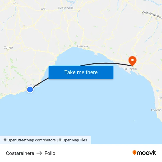 Costarainera to Follo map