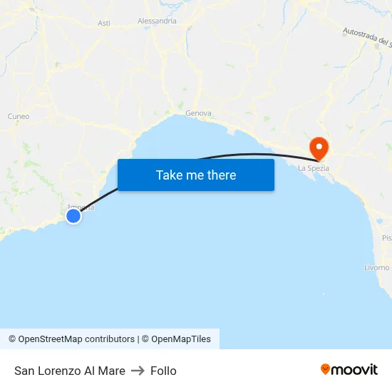 San Lorenzo Al Mare to Follo map
