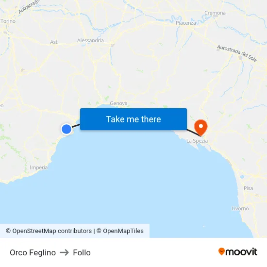 Orco Feglino to Follo map