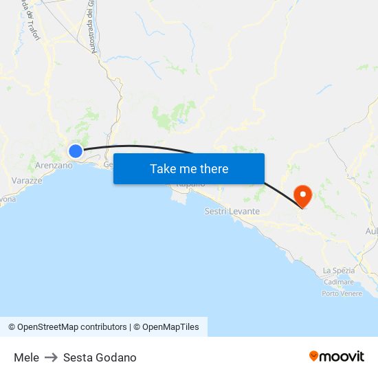 Mele to Sesta Godano map