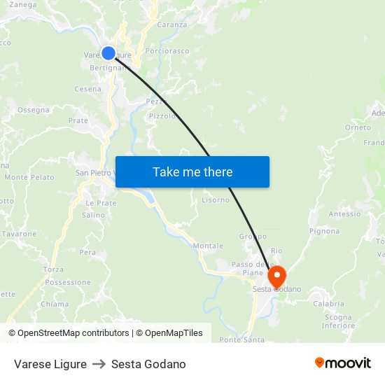 Varese Ligure to Sesta Godano map