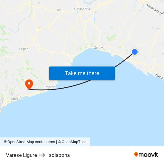 Varese Ligure to Isolabona map