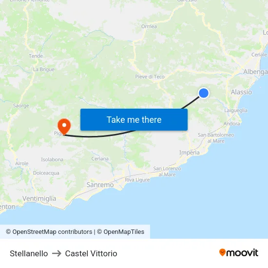 Stellanello to Castel Vittorio map