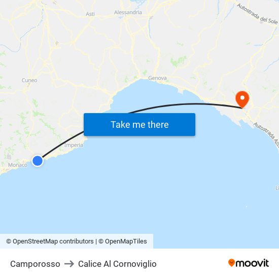 Camporosso to Calice Al Cornoviglio map