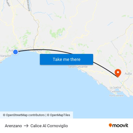 Arenzano to Calice Al Cornoviglio map