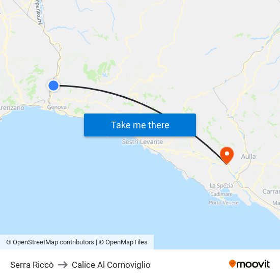 Serra Riccò to Calice Al Cornoviglio map