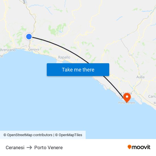 Ceranesi to Porto Venere map