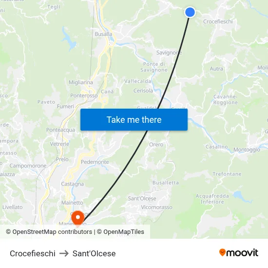 Crocefieschi to Sant'Olcese map