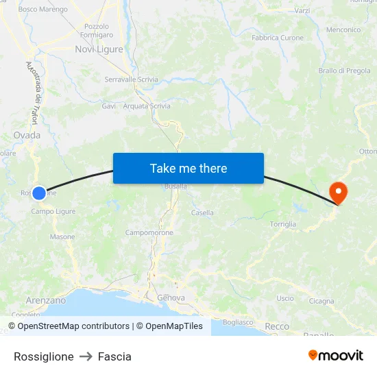 Rossiglione to Fascia map