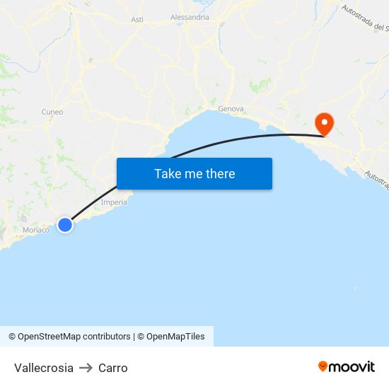 Vallecrosia to Carro map