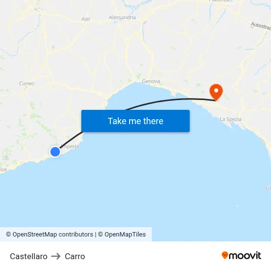 Castellaro to Carro map