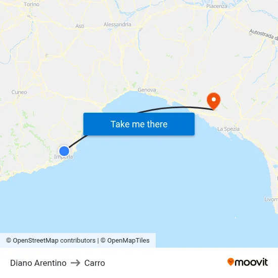 Diano Arentino to Carro map