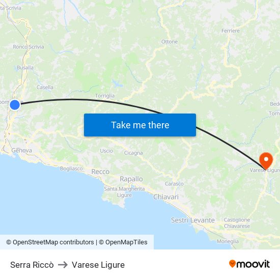 Serra Riccò to Varese Ligure map