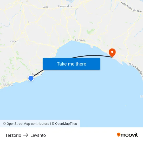 Terzorio to Levanto map