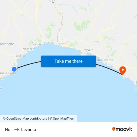 Noli to Levanto map