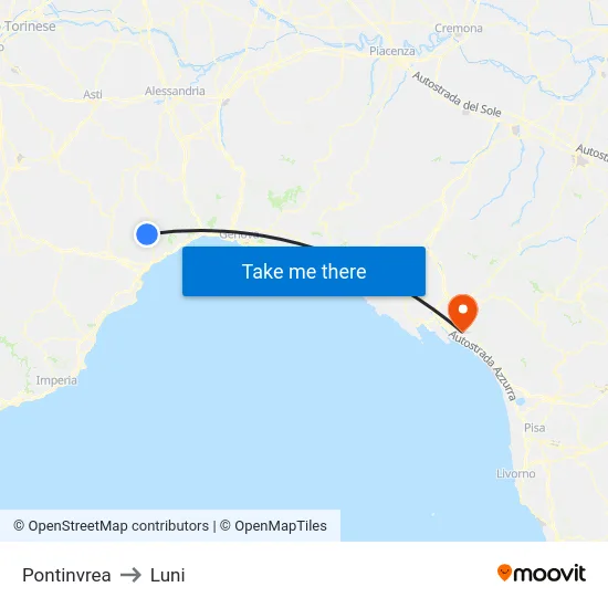 Pontinvrea to Luni map