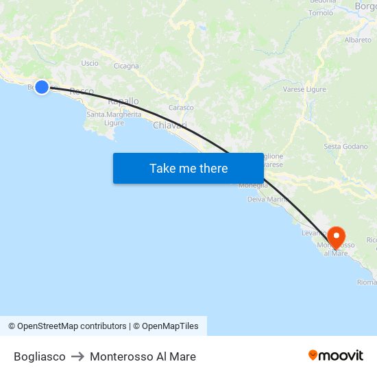 Bogliasco to Monterosso Al Mare map