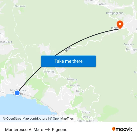 Monterosso Al Mare to Pignone map