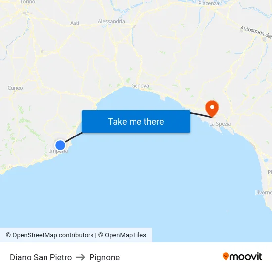 Diano San Pietro to Pignone map