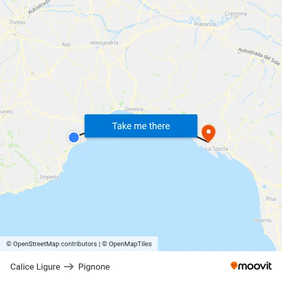 Calice Ligure to Pignone map