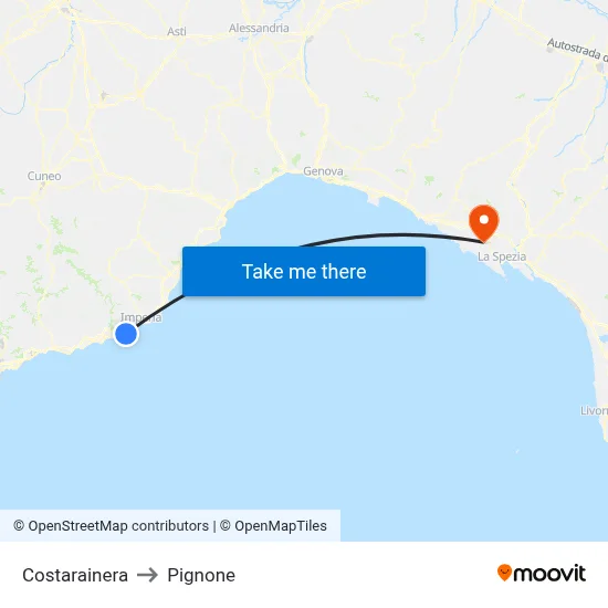 Costarainera to Pignone map