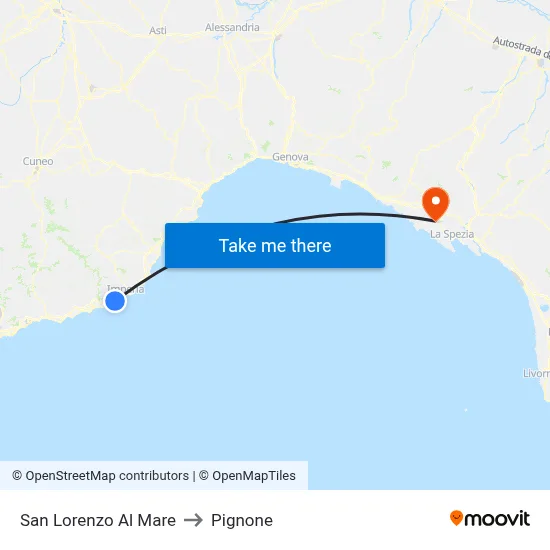 San Lorenzo Al Mare to Pignone map