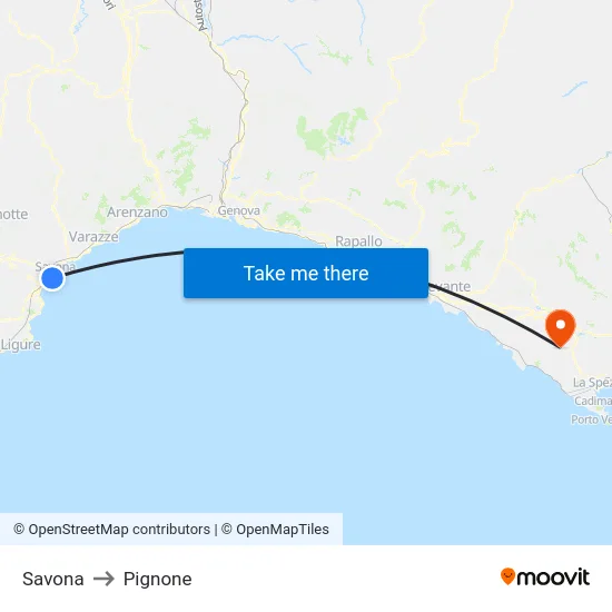 Savona to Pignone map