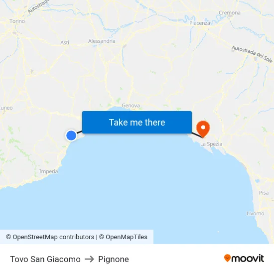 Tovo San Giacomo to Pignone map