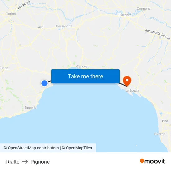 Rialto to Pignone map