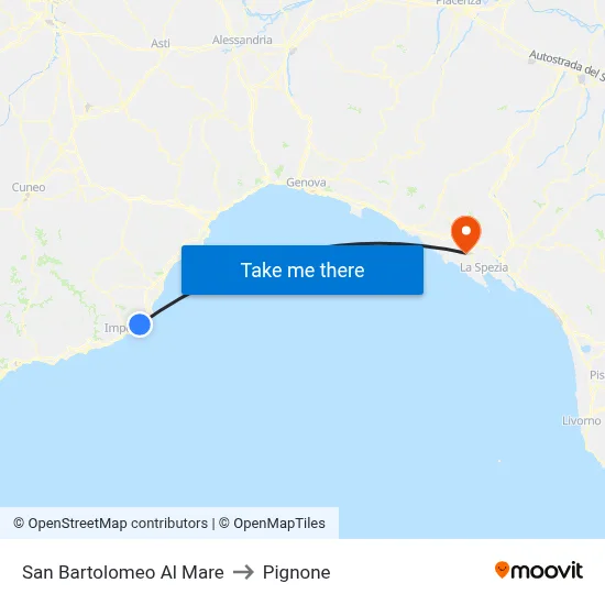 San Bartolomeo Al Mare to Pignone map