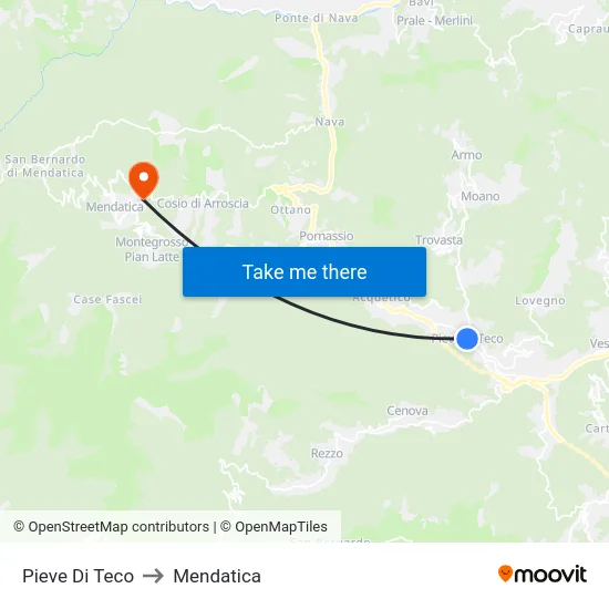 Pieve Di Teco to Mendatica map