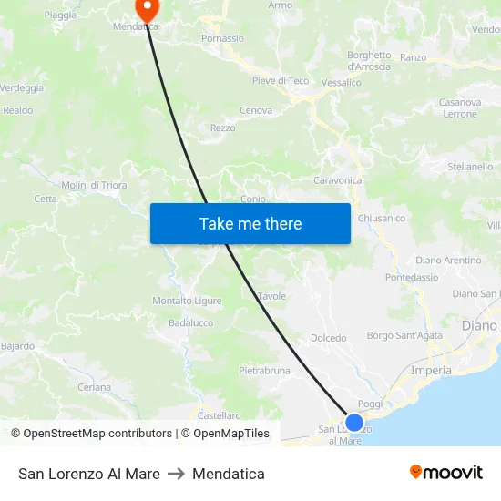 San Lorenzo Al Mare to Mendatica map