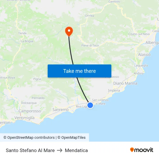 Santo Stefano Al Mare to Mendatica map