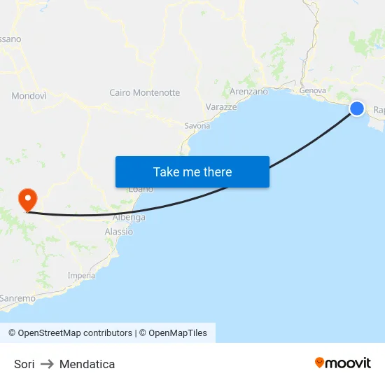 Sori to Mendatica map