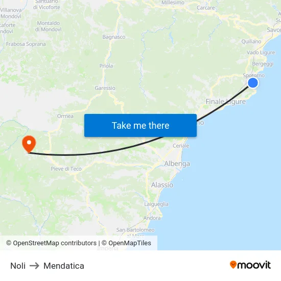 Noli to Mendatica map