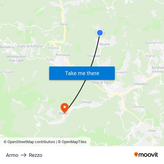 Armo to Rezzo map