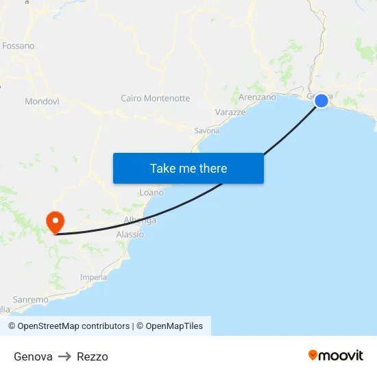 Genoa to Rezzo map