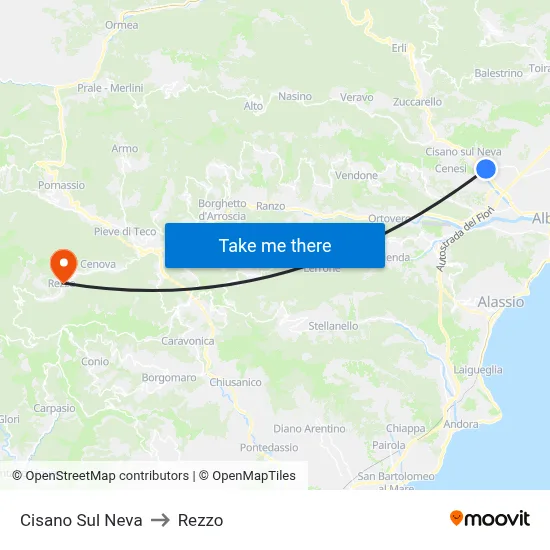 Cisano Sul Neva to Rezzo map