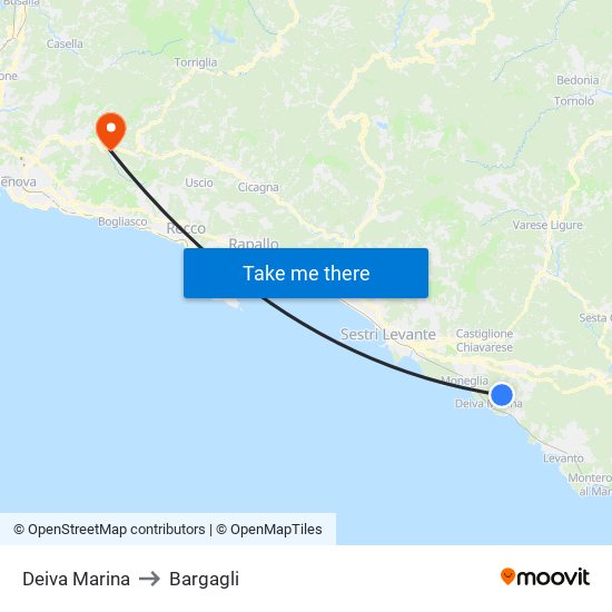 Deiva Marina to Bargagli map