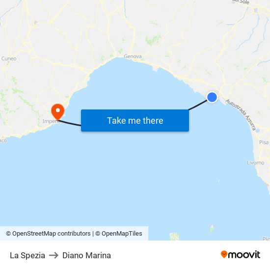 La Spezia to Diano Marina map