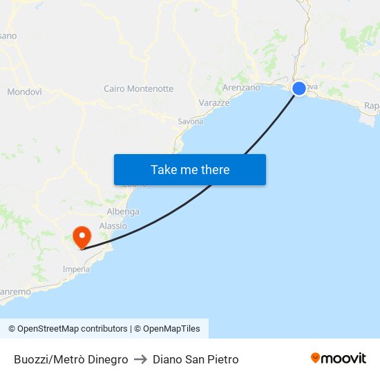 Buozzi/Metrò Dinegro to Diano San Pietro map