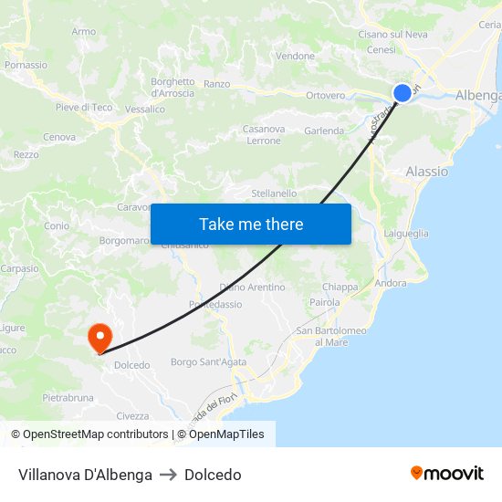 Villanova D'Albenga to Dolcedo map